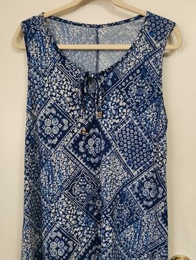 Blue Bandana Print Tie-Neck Sleeveless Camisole
